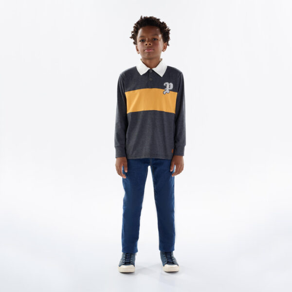 Polo Infantil Menino - Mescla Preto - 50359-876