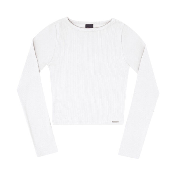 Básica que vai com todos os looks para as meninas curtirem o passeio ao shopping! Confeccionada em ribana na cor kiwi, a blusa possuí elastano leve no modelo cropped um pouquinho maior que o tradicional e manga longa.