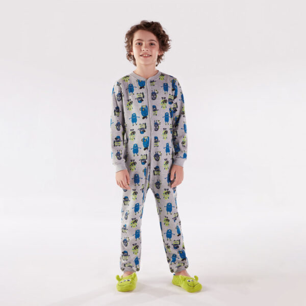 Macacão Primeiros Passos Menino - Rotativo Mescla Cinza - 200144-1053