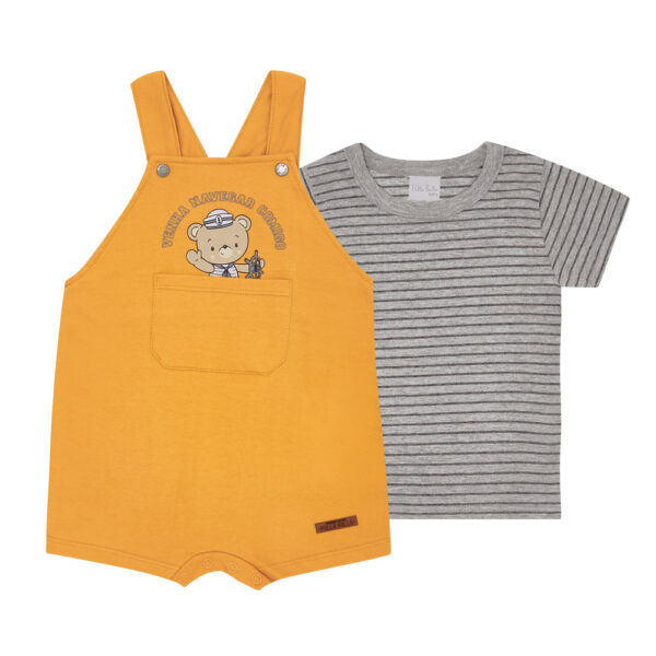 Conjunto Bebê Menino - Listrado Mescla Cinza - 48662-835