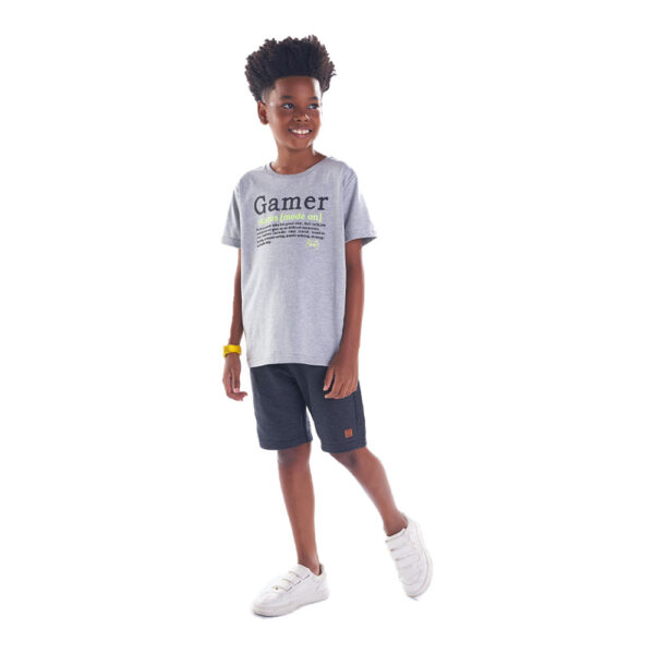 Camiseta Infantil Menino - Mescla Cinza - 49357-567