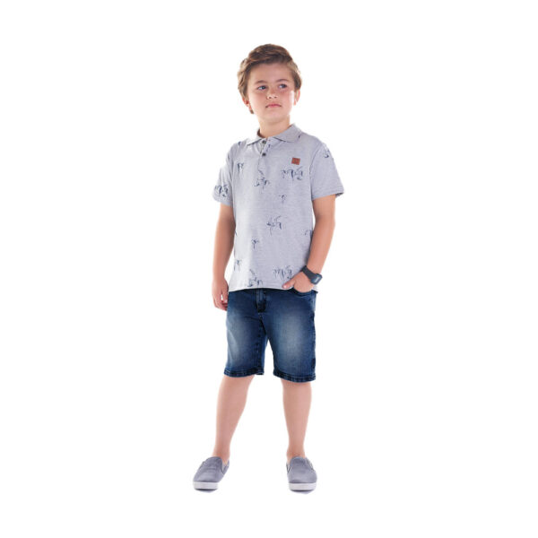 Polo Infantil Menino - Mescla Cinza - 49359-567