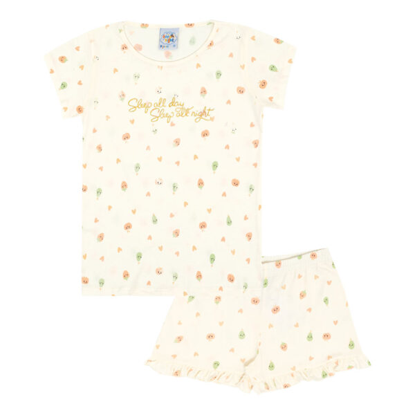 Pijama Infantil Menina - Rotativo Off White - 200613-1284