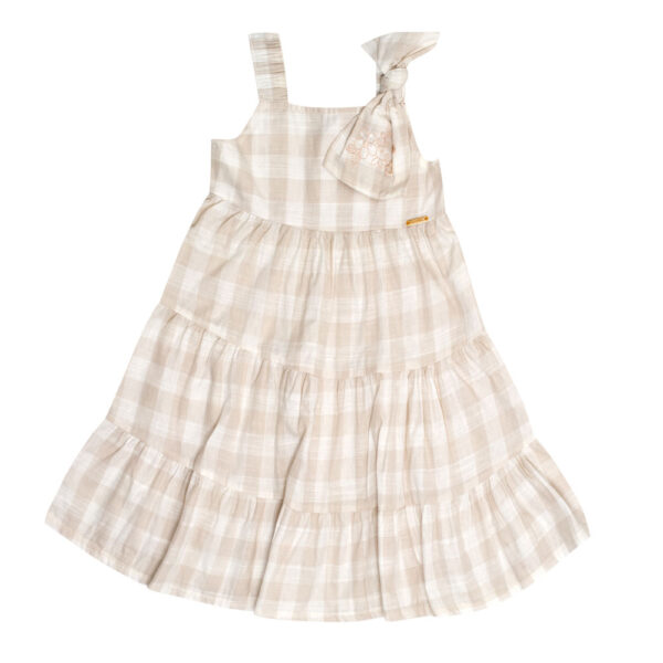 Vestido Primeiros Passos Menina - Xadrez Off White - 50617-1315
