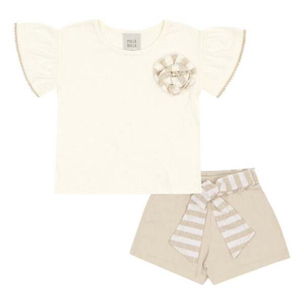Conjunto Bege Primeiros Passos Pulla Bulla Menina - 53326-1271