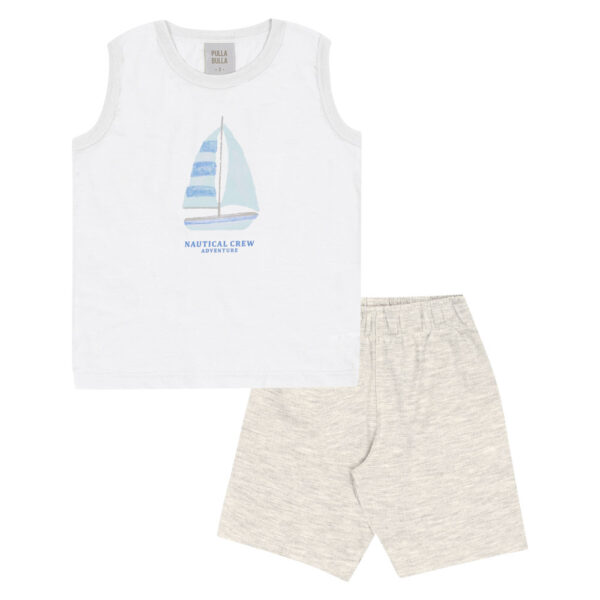Conjunto Branco Primeiros Passos Pulla Bulla Menino - 53369-3